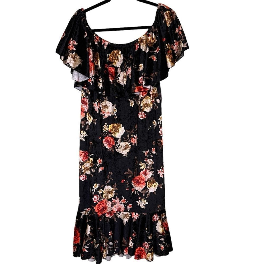 Lularoe Cici Floral Velvet Dress - Size 3XL